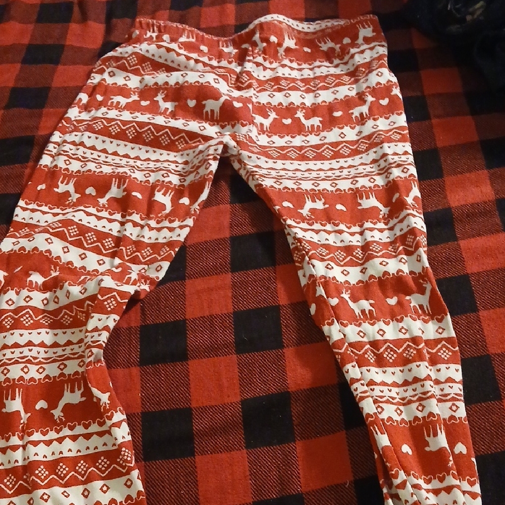 Festive Red and White Kids Leggings